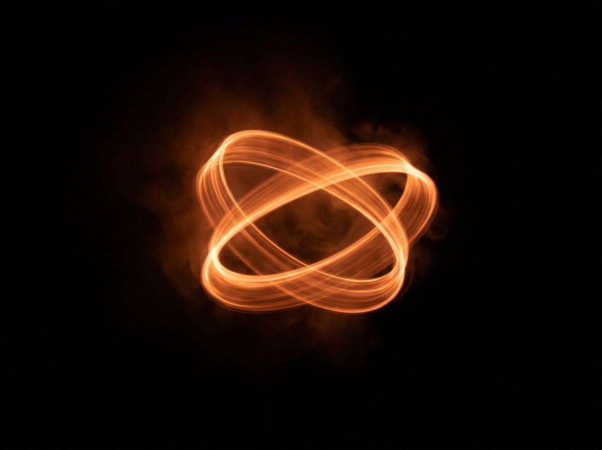 A ribbon of ember light folded into an endless loop